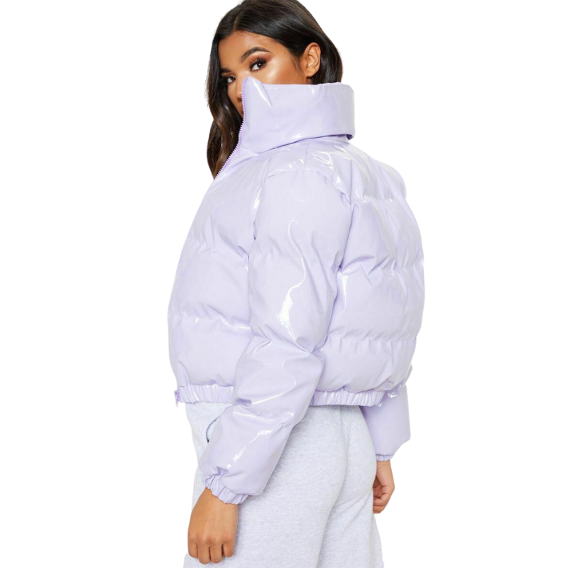 Jaqueta Puffer Feminina Bomber Metalizada