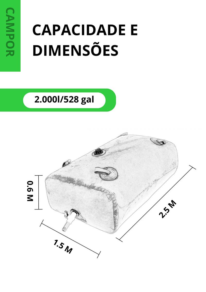 Tanque Flexível de Água em PVC  2.000L