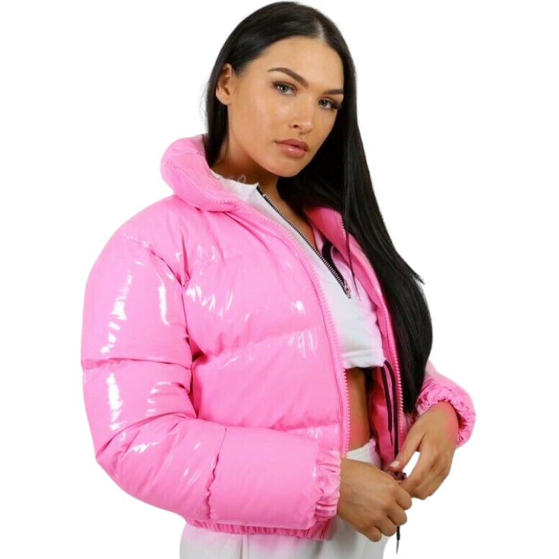 Jaqueta Puffer Feminina Bomber Metalizada