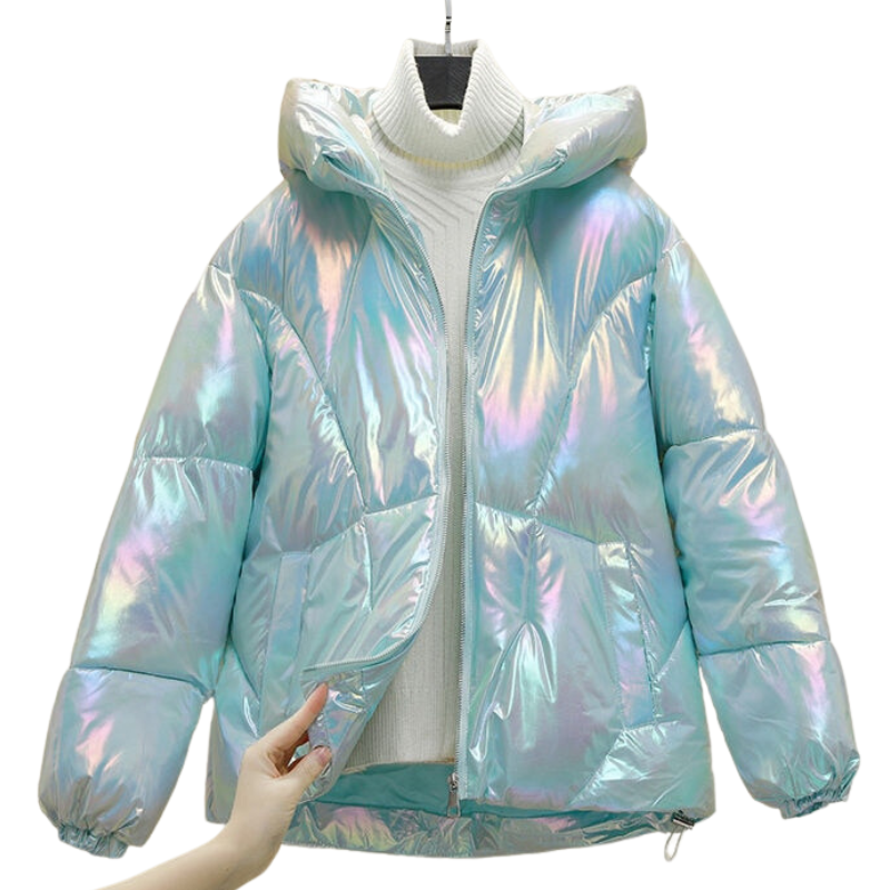 Jaqueta Feminina Puffer Blogueira Metalizada