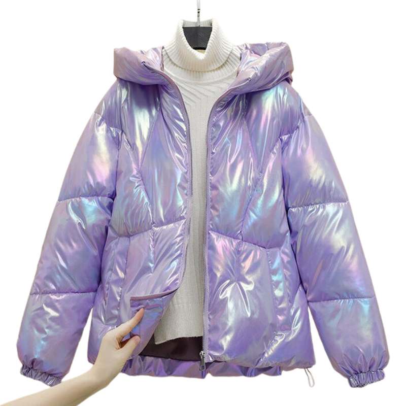 Jaqueta Feminina Puffer Blogueira Metalizada