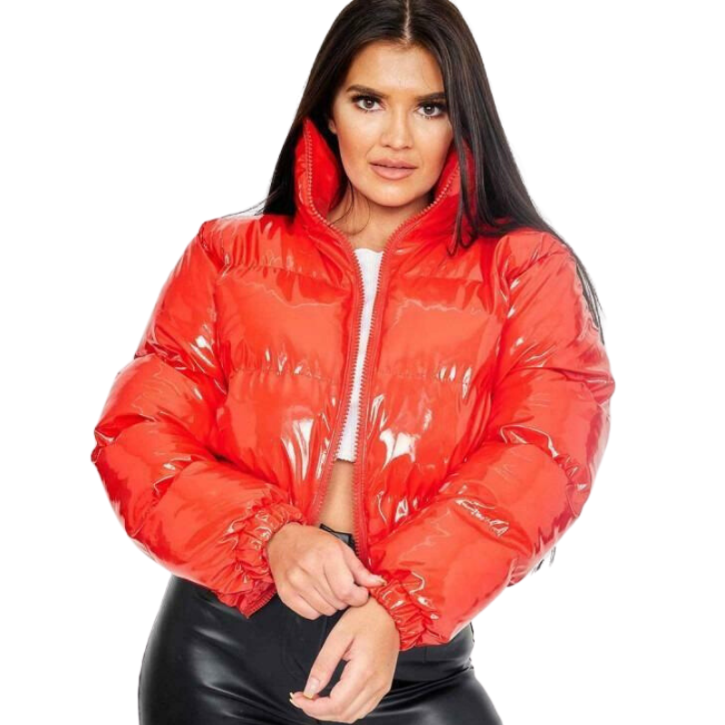 Jaqueta Puffer Feminina Bomber Metalizada