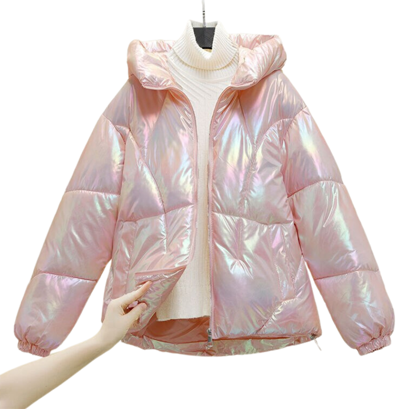 Jaqueta Feminina Puffer Blogueira Metalizada