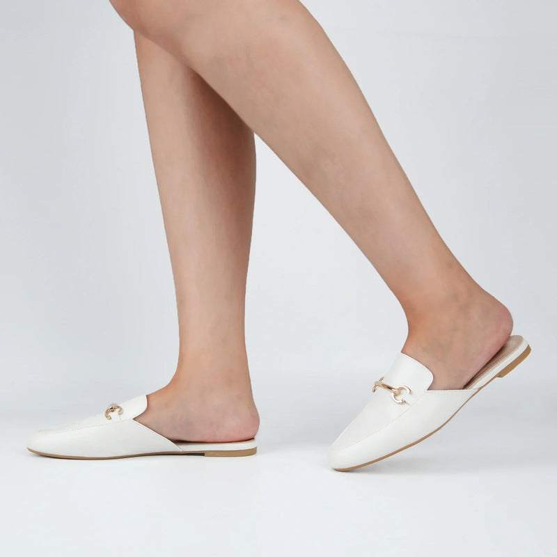 Mule Mocassim Feminino Branco Irene