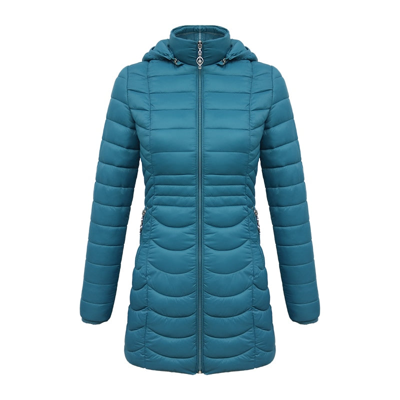 Jaqueta Puffer Feminina Parka Capuz Removível