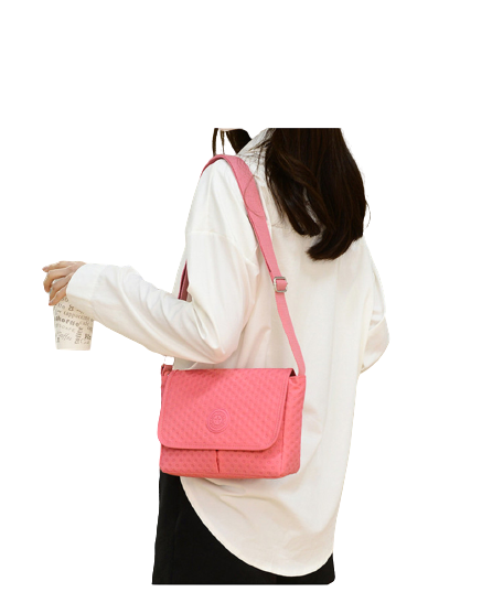 Bolsa Transversal Feminina Nylon Rosa Básic