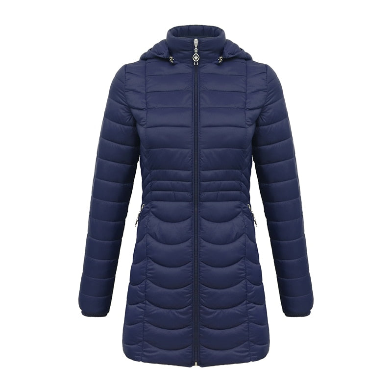 Jaqueta Puffer Feminina Parka Capuz Removível