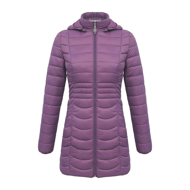 Jaqueta Puffer Feminina Parka Capuz Removível