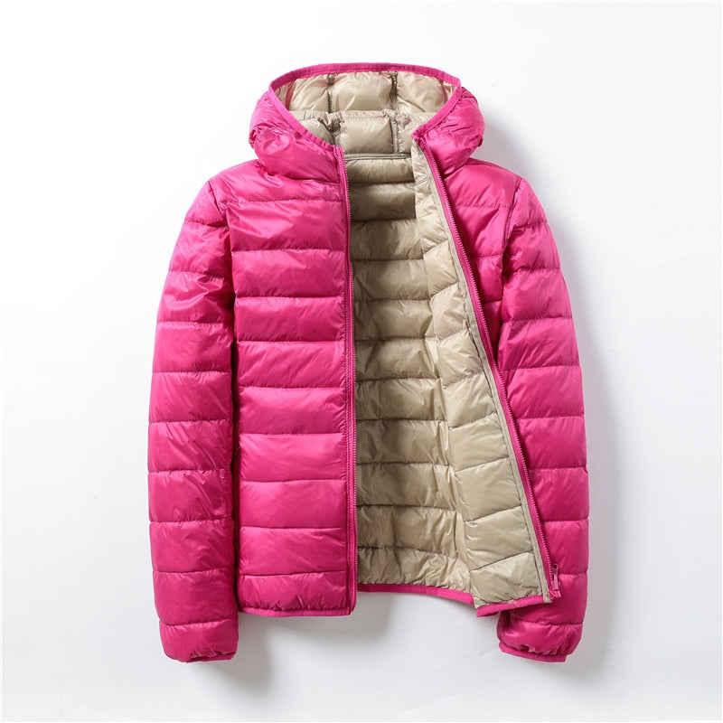 Jaqueta Puffer Feminina - Dupla Face com Capuz Beti