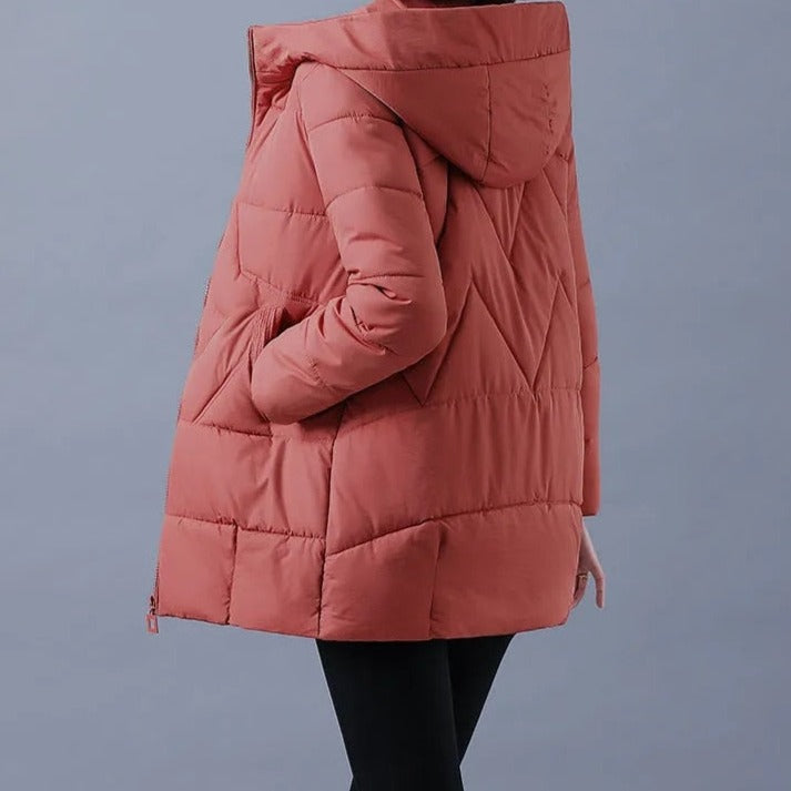 Jaqueta Puffer Feminina - Casual Cinturada com Capuz Vint