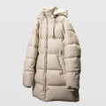 Jaqueta Puffer Feminina - Parka Alongada em Couro