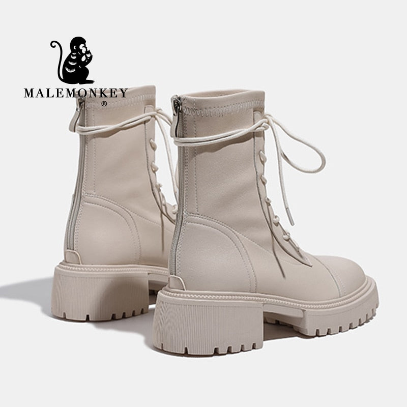 Botas Plataforma Tratorada de Couro Malemonkey