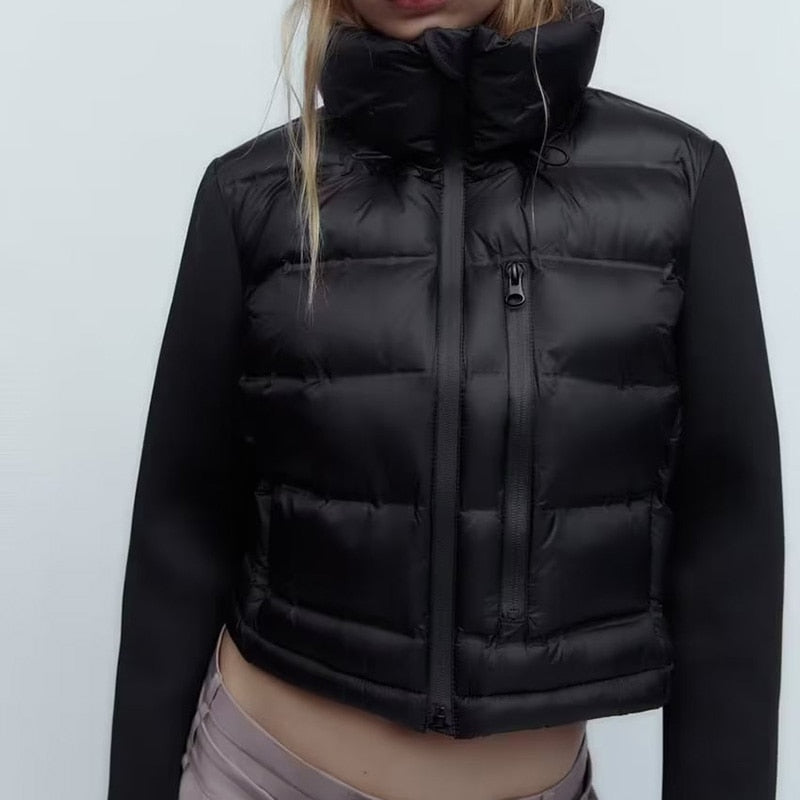 Jaqueta Puffer Feminina Bomber Cropped Allblack