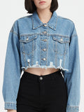 Jaqueta Jeans Feminina Cropped