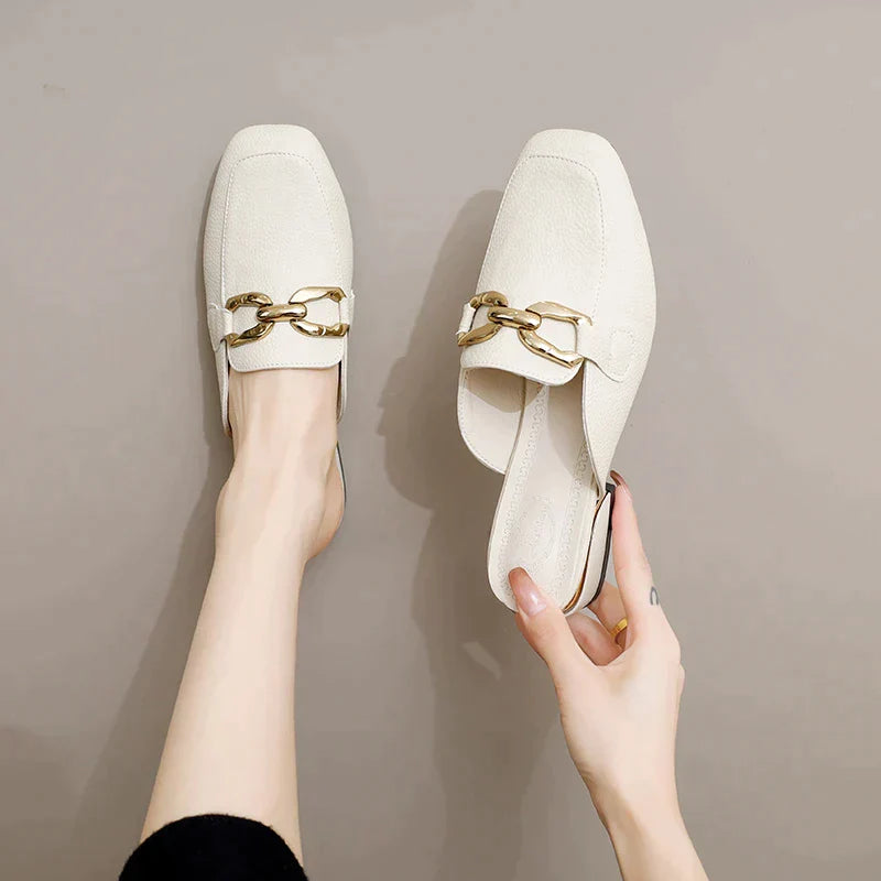 Mule Mocassim Feminino Off White Gracie~