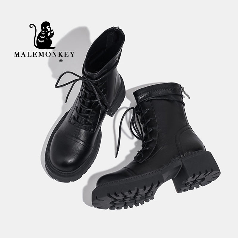 Botas Plataforma Tratorada de Couro Malemonkey