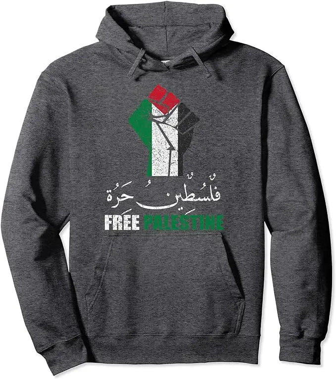 Moletom Palestina Gaza 100% Algodão Unissex Free Palestine Flag Preto