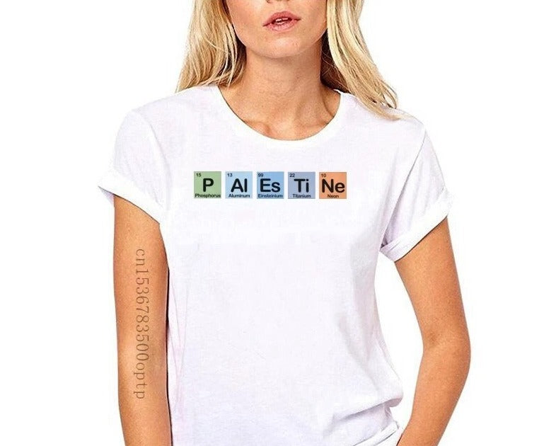 Palestina T-Shirt Feminina Quimik Palestine - Camiseta 100% Algodão
