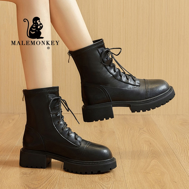 Botas Plataforma Tratorada de Couro Malemonkey