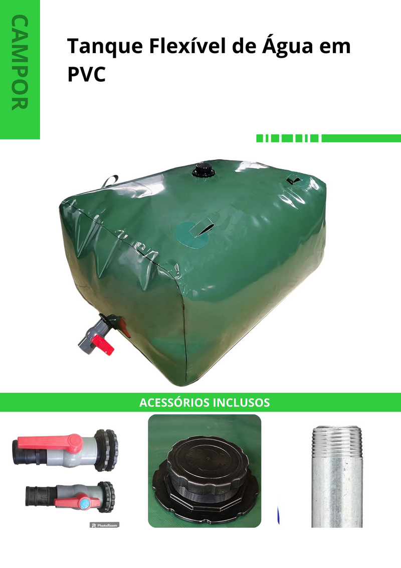 Tanque Flexível de Água em PVC  2.000L