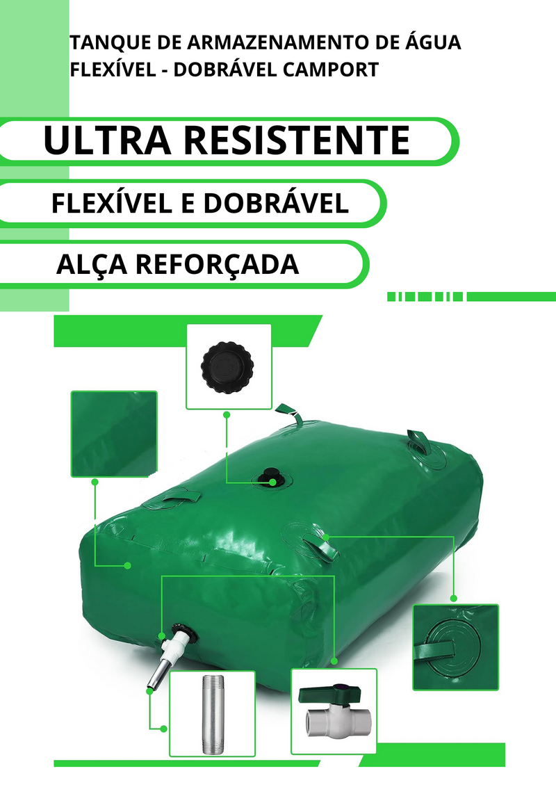 Tanque Flexível de Água em PVC  2.000L