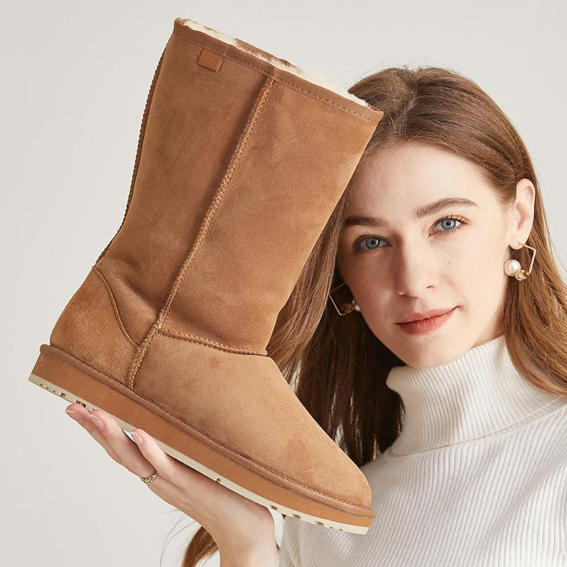 Bota Feminina de Inverno Australiana Forrada com Lã Cano Alto