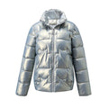 Jaqueta Feminina Puffer Metalizada com Gola